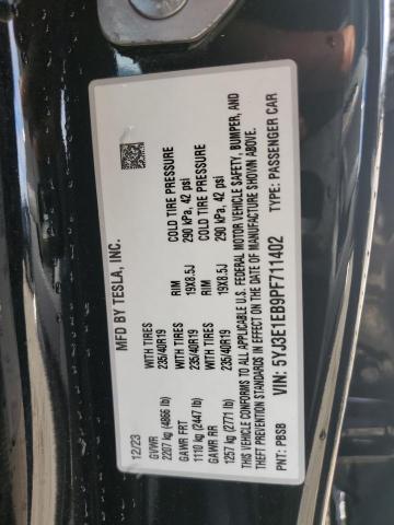 2023 Tesla Model 3 მანქანა იყიდება აუქციონზე, vin: 5YJ3E1EB9PF711402, აუქციონის ნომერი: 83837985