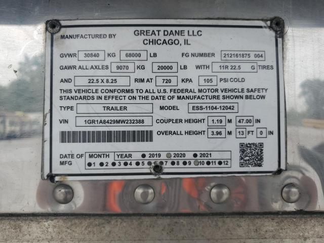 Продажа на аукционе авто 2021 Great Dane Trailer 53ft Reefe, vin: 1GR1A8429MW232388, номер лота: 52544316