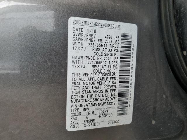 82079015 :رقم المزاد ، JN8AT2MV4KW373219 vin ، 2019 Nissan Rogue مزاد بيع