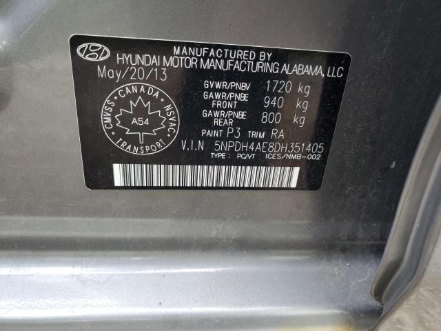 70627365 :رقم المزاد ، 5NPDH4AE8DH351405 vin ، 2013 Hyundai Elantra مزاد بيع