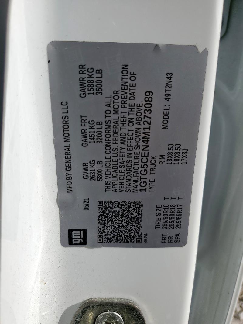 2021 Gmc Canyon მანქანა იყიდება აუქციონზე, vin: 1GTG5CEN4M1273089, აუქციონის ნომერი: 82106305