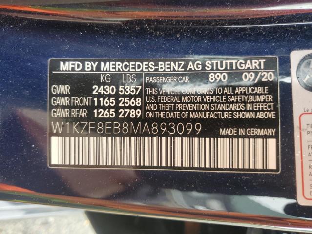 80661445 :رقم المزاد ، W1KZF8EB8MA893099 vin ، 2021 Mercedes-benz E مزاد بيع