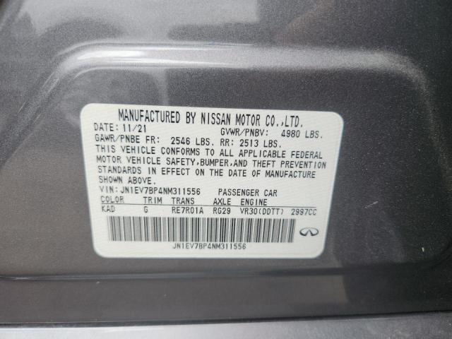 81488815 :رقم المزاد ، JN1EV7BP4NM311556 vin ، 2022 Infiniti Q50 مزاد بيع