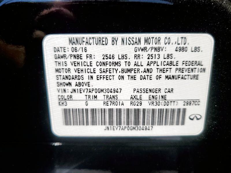 2016 Infiniti Q50 Premiu მანქანა იყიდება აუქციონზე, vin: JN1EV7AP0GM304947, აუქციონის ნომერი: 71220445