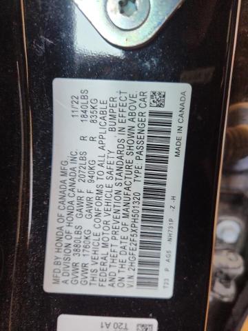 Aukcja sprzedaży 2023 Honda Civic Sport, vin: 2HGFE2F5XPH501320, numer aukcji: 80655395