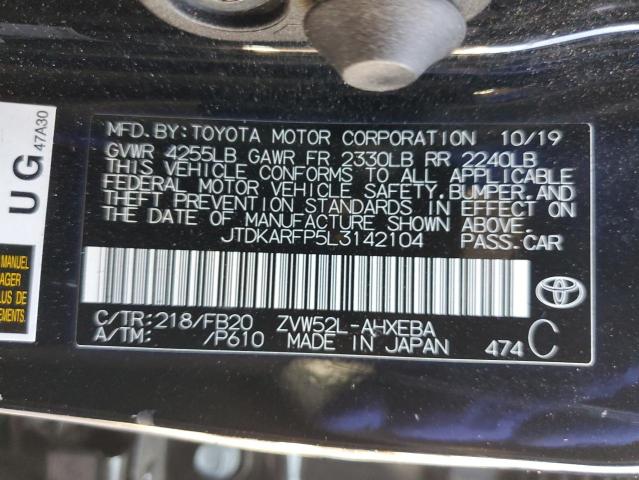 71806605 :رقم المزاد ، JTDKARFP5L3142104 vin ، 2020 Toyota Prius Prim مزاد بيع