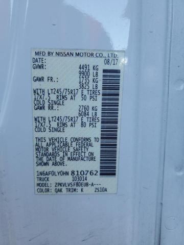Продажа на аукционе авто 2017 Nissan Nv 2500 S, vin: 1N6AF0LY0HN810762, номер лота: 71881585