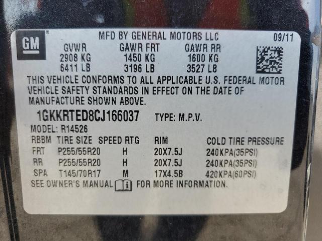 Aukcja sprzedaży 2012 Gmc Acadia, vin: 1GKKRTED8CJ166037, numer aukcji: 81264065