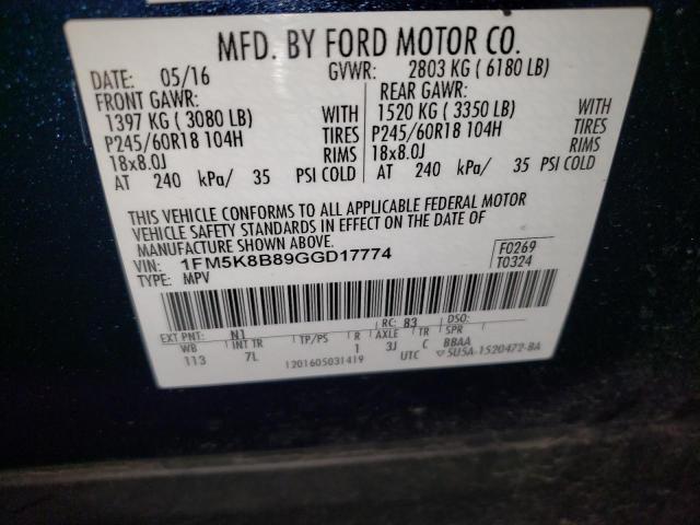 Aukcja sprzedaży 2016 Ford Explorer, vin: 1FM5K8B89GGD17774, numer aukcji: 80514645