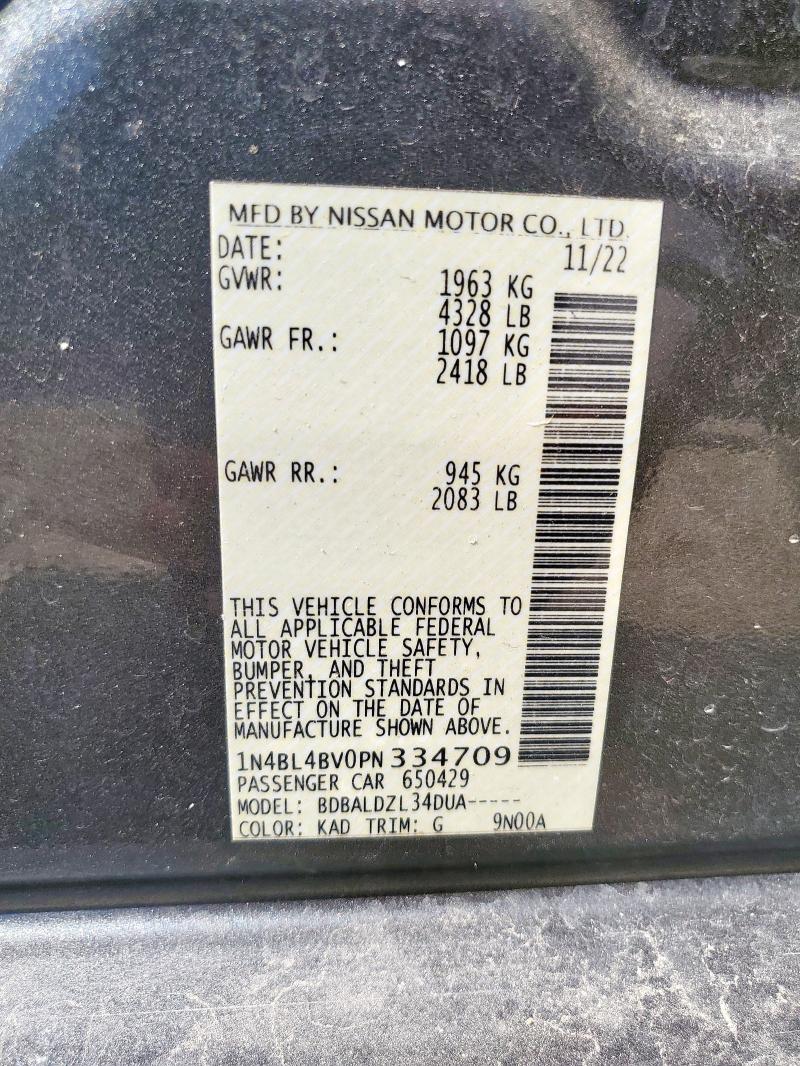 2023 Nissan Altima S მანქანა იყიდება აუქციონზე, vin: 1N4BL4BV0PN334709, აუქციონის ნომერი: 71752085