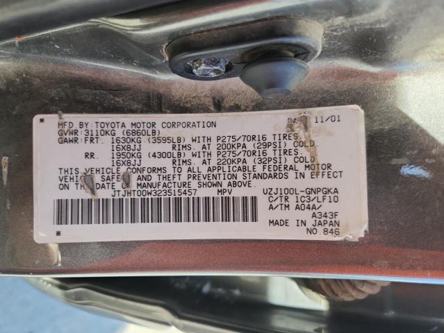 Aukcja sprzedaży 2002 Lexus Lx, vin: JTJHT00W323515457, numer aukcji: 84211815