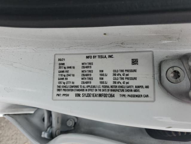 Продаж на аукціоні авто 2021 Tesla Model 3, vin: 5YJ3E1EA1MF001364, номер лоту: 81293675