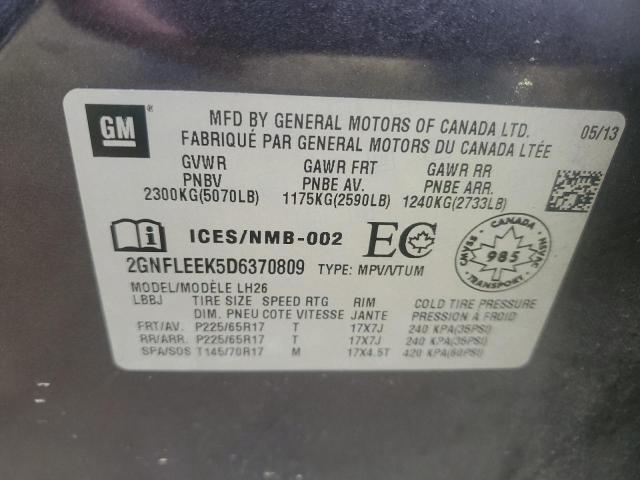 80172335 :رقم المزاد ، 2GNFLEEK5D6370809 vin ، 2013 Chevrolet Equinox مزاد بيع