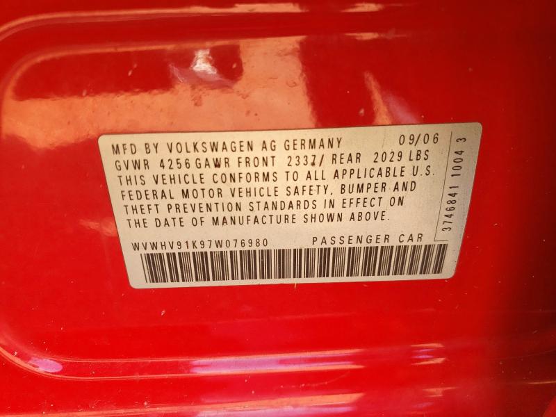 81197185 :رقم المزاد ، WVWHV91K97W076980 vin ، 2007 Volkswagen New Gti مزاد بيع
