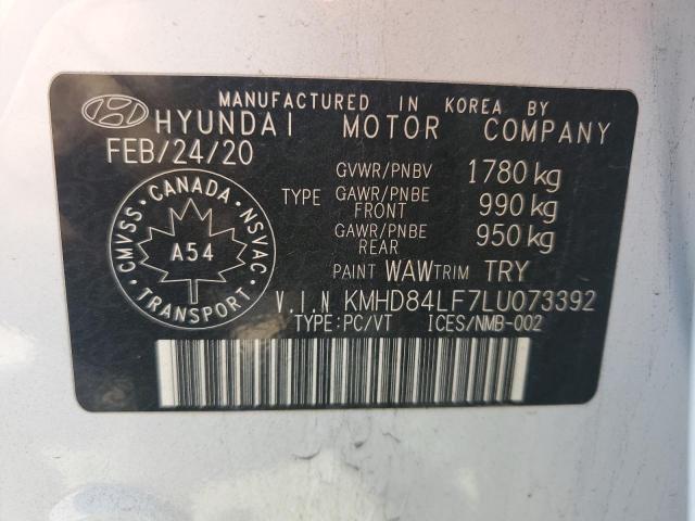 Auction sale of the 2020 Hyundai Elantra, vin: KMHD84LF7LU073392, lot number: 71702985