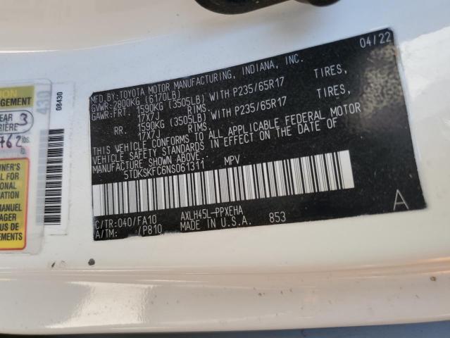 82141935 :رقم المزاد ، 5TDKSKFC6NS061311 vin ، 2022 Toyota Sienna مزاد بيع