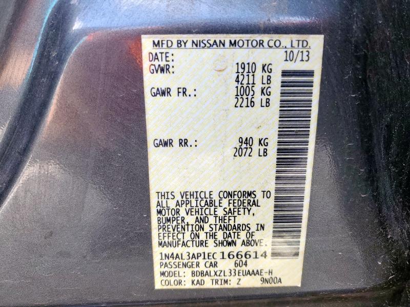 2014 Nissan Altima მანქანა იყიდება აუქციონზე, vin: 1N4AL3AP1EC166614, აუქციონის ნომერი: 83980025