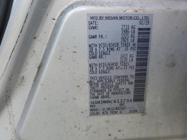 80393945 :رقم المزاد ، 5N1DR2MM0KC613734 vin ، 2019 Nissan Pathfinder مزاد بيع