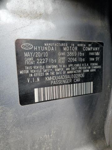 2010 Hyundai Elantra მანქანა იყიდება აუქციონზე, vin: KMHDU4AD9AU102806, აუქციონის ნომერი: 84543265