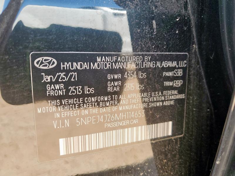 2021 Hyundai Sonata მანქანა იყიდება აუქციონზე, vin: 5NPEJ4J26MH114653, აუქციონის ნომერი: 81293985