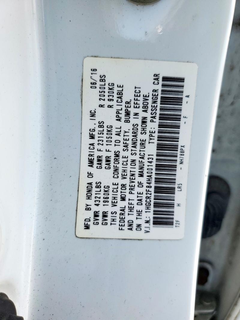 Aukcja sprzedaży 2017 Honda Accord, vin: 1HGCR2F84HA001431, numer aukcji: 80406015