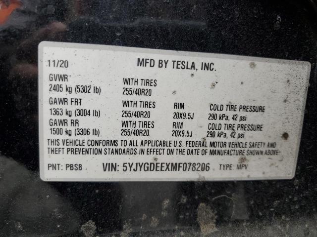 Продажа на аукционе авто 2021 Tesla Model Y, vin: 5YJYGDEEXMF078206, номер лота: 71731045