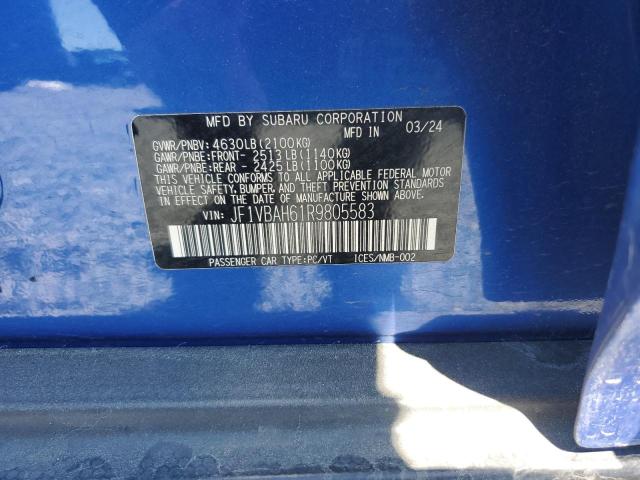 72042575 :رقم المزاد ، JF1VBAH61R9805583 vin ، 2024 Subaru Wrx مزاد بيع