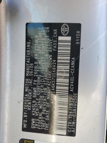 Auction sale of the 2007 Toyota Camry, vin: 4T1BE46K57U548424, lot number: 81892585