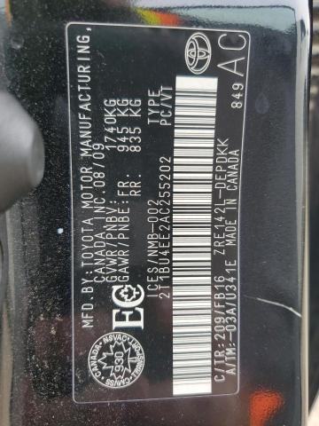 71234665 :رقم المزاد ، 2T1BU4EE2AC255202 vin ، 2010 Toyota Corolla Base مزاد بيع