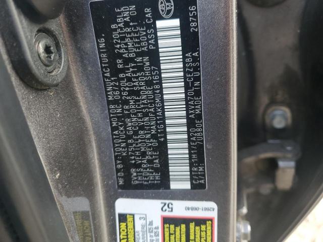 Aukcja sprzedaży 2021 Toyota Camry, vin: 4T1G11AK6MU481657, numer aukcji: 72039145