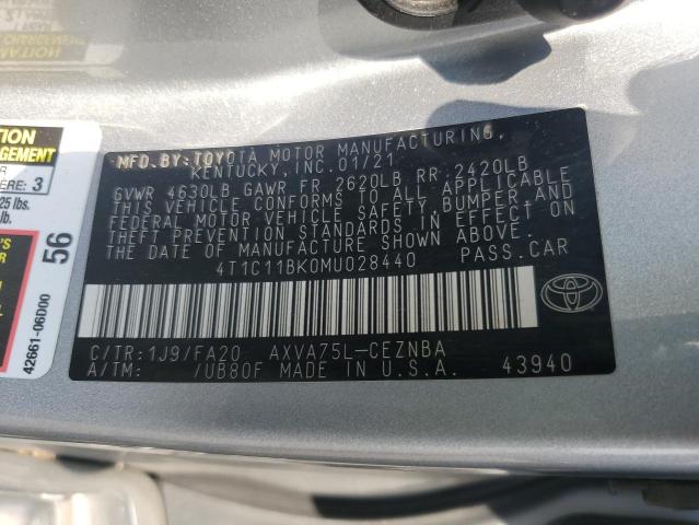 Aukcja sprzedaży 2021 Toyota Camry, vin: 4T1C11BK0MU028440, numer aukcji: 72014165