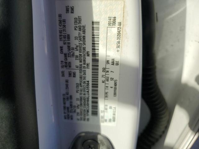 70367015 :رقم المزاد ، 1FMCU0H66LUA35564 vin ، 2020 Ford Escape Sel مزاد بيع