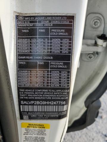 71103515 :رقم المزاد ، SALVP2BG9HH247756 vin ، 2017 Land Rover Range Rove مزاد بيع