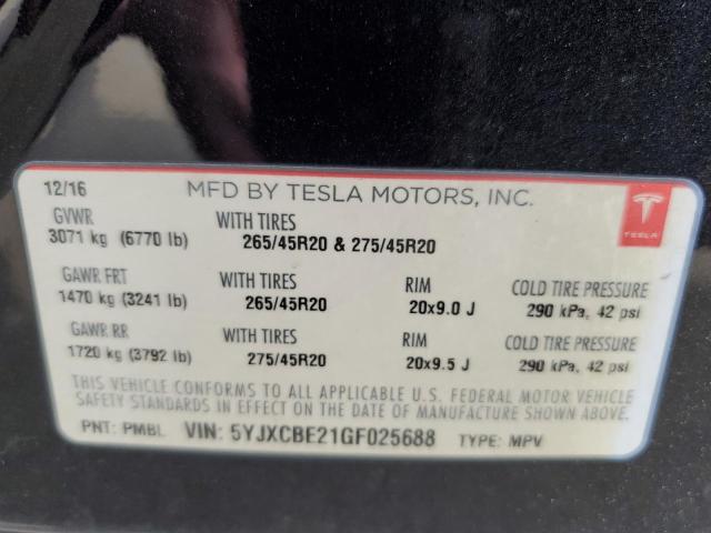 Aukcja sprzedaży 2016 Tesla Model X, vin: 5YJXCBE21GF025688, numer aukcji: 80516655