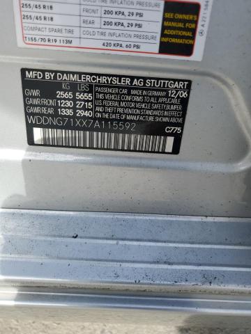 Aukcja sprzedaży 2007 Mercedes-benz S 550, vin: WDDNG71XX7A115592, numer aukcji: 71106585