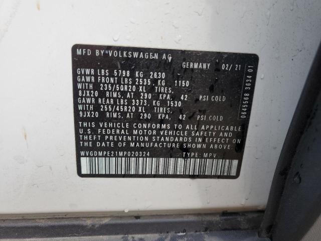 Продаж на аукціоні авто 2021 Volkswagen Id.4 First, vin: WVGDMPE21MP020324, номер лоту: 68555935