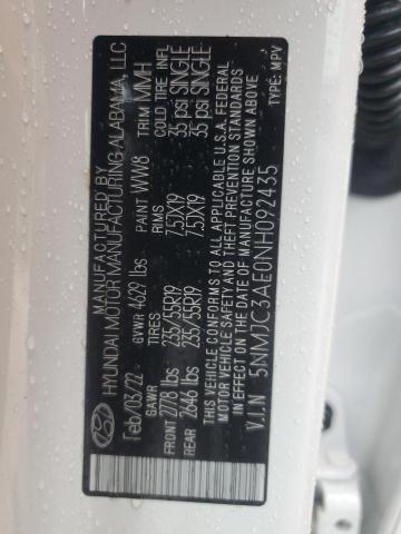 84227885 :رقم المزاد ، 5NMJC3AE0NH092435 vin ، 2022 Hyundai Tucson مزاد بيع