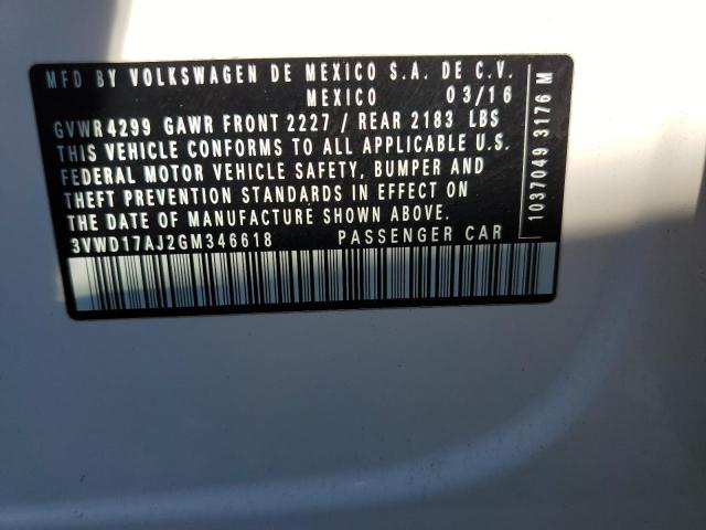 Aukcja sprzedaży 2016 Volkswagen Jetta, vin: 3VWD17AJ2GM346618, numer aukcji: 81307885