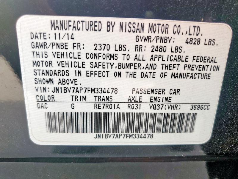 Продаж на аукціоні авто 2015 Infiniti Q50 Base, vin: JN1BV7AP7FM334478, номер лоту: 68568885