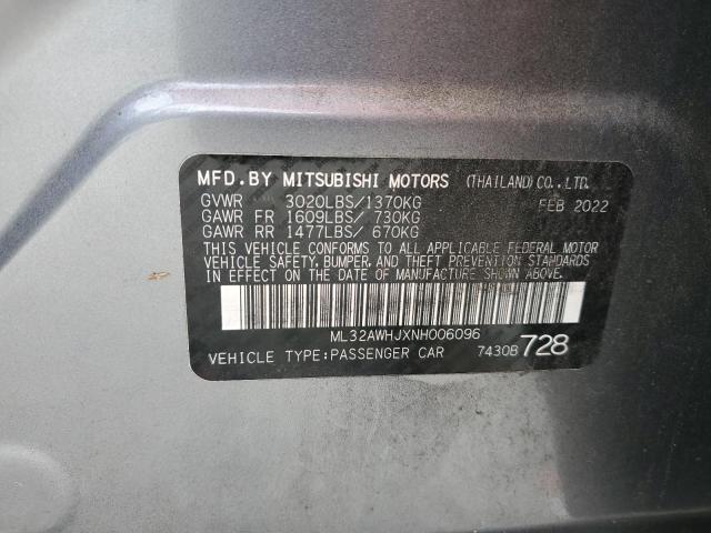 81298445 :رقم المزاد ، ML32AWHJXNH006096 vin ، 2022 Mitsubishi Mirage Se مزاد بيع