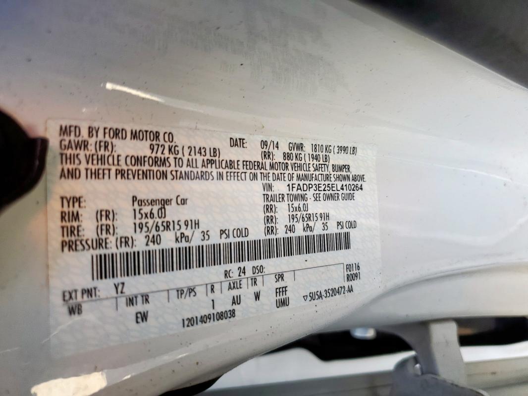Продажа на аукционе авто 2014 Ford Focus S, vin: 1FADP3E25EL410264, номер лота: 81947775
