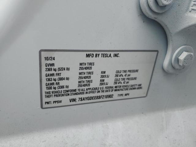 80534075 :رقم المزاد ، 7SAYGDEE8SF218902 vin ، 2025 Tesla Model Y مزاد بيع