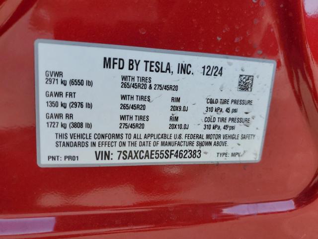 Auction sale of the 2025 Tesla Model X, vin: 7SAXCAE55SF462383, lot number: 71201665