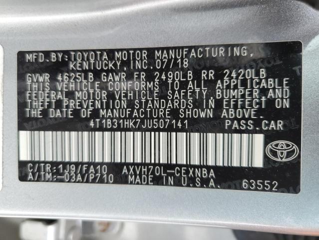 Aukcja sprzedaży 2018 Toyota Camry Le, vin: 4T1B31HK7JU507141, numer aukcji: 80748825