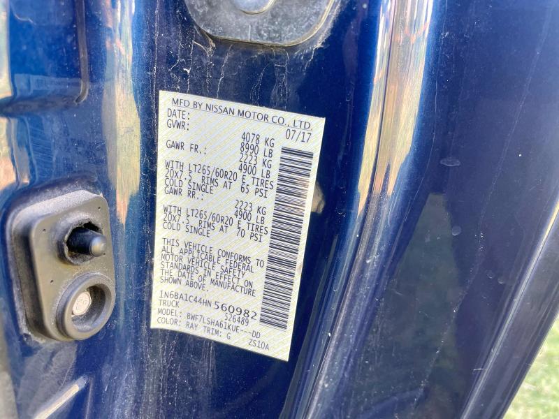 80939265 :رقم المزاد ، 1N6BA1C44HN560982 vin ، 2017 Nissan Titan Xd S مزاد بيع