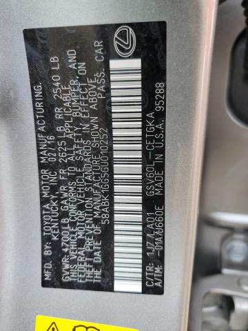 Aukcja sprzedaży 2016 Lexus Es, vin: 58ABK1GG5GU010252, numer aukcji: 71535215
