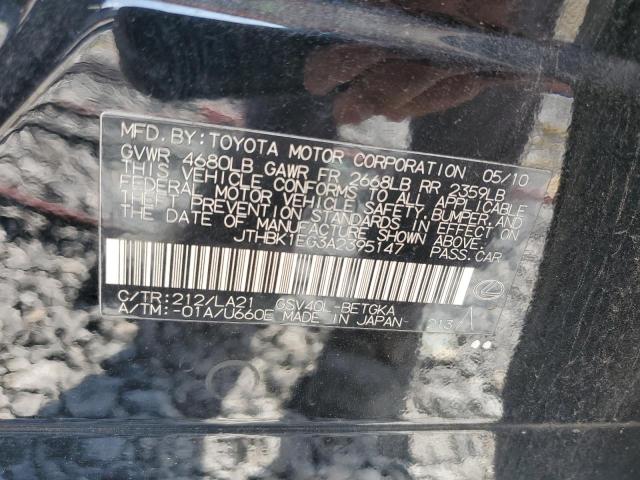 71096895 :رقم المزاد ، JTHBK1EG3A2395147 vin ، 2010 Lexus Es مزاد بيع
