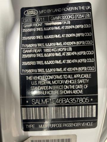 71371475 :رقم المزاد ، SALMF1E46BA357805 vin ، 2011 Land Rover Range Rove مزاد بيع