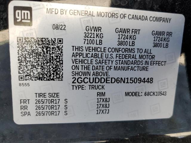 80895015 :رقم المزاد ، 2GCUDDED6N1509448 vin ، 2022 Chevrolet Silverado K1500 Lt مزاد بيع
