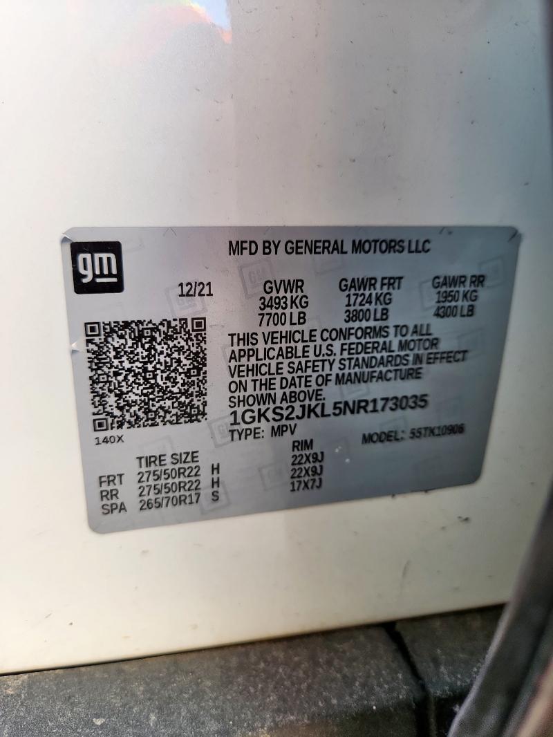 Aukcja sprzedaży 2022 Gmc Yukon Xl, vin: 1GKS2JKL5NR173035, numer aukcji: 71807985